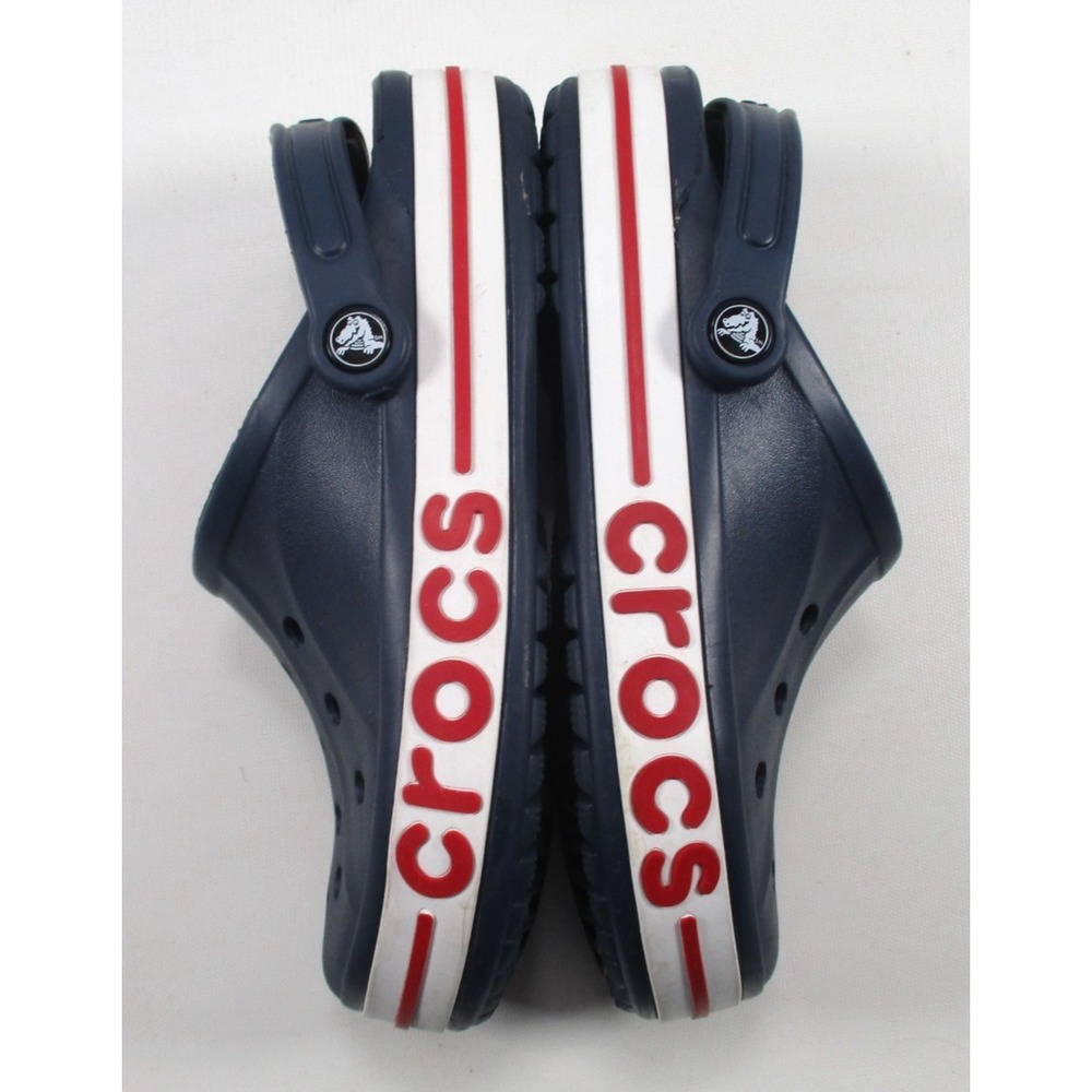 Crocs Crocband Clogs Navy Blue Red White Stripe Mens 8 Womens 10 Slip On Slides - Picture 7 of 10